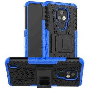 For Motorola Moto E7 Tire Texture Shockproof TPU+PC Protective Case with Holder(Blue)