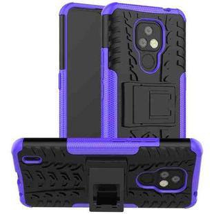 For Motorola Moto E7 Tire Texture Shockproof TPU+PC Protective Case with Holder(Purple)