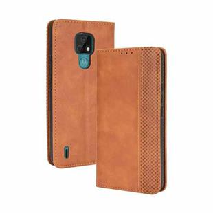 For Motorola Moto E7 Magnetic Buckle Retro Crazy Horse Texture Horizontal Flip Leather Case with Holder & Card Slots & Photo Frame(Brown)