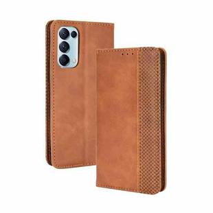 For OPPO Reno5 5G Magnetic Buckle Retro Crazy Horse Texture Horizontal Flip Leather Case with Holder & Card Slots & Photo Frame(Brown)