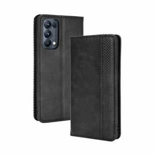 For OPPO Reno5 Pro 5G Magnetic Buckle Retro Crazy Horse Texture Horizontal Flip Leather Case with Holder & Card Slots & Photo Frame(Black)