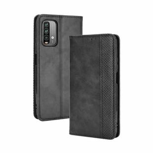 For Xiaomi Redmi 9T/ 9 Power Magnetic Buckle Retro Crazy Horse Texture Horizontal Flip Leather Case with Holder & Card Slots & Photo Frame(Black)