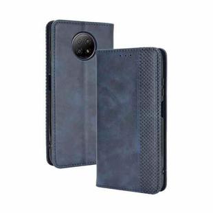 For Xiaomi Redmi Note 9T 5G / Note 9 5G Magnetic Buckle Retro Crazy Horse Texture Horizontal Flip Leather Case with Holder & Card Slots & Photo Frame(Blue)