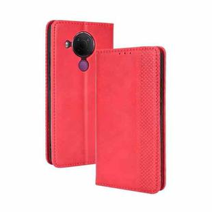 For Nokia 5.4 Magnetic Buckle Retro Crazy Horse Texture Horizontal Flip Leather Case with Holder & Card Slots & Photo Frame(Red)