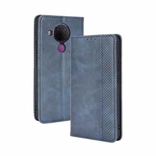 For Nokia 5.4 Magnetic Buckle Retro Crazy Horse Texture Horizontal Flip Leather Case with Holder & Card Slots & Photo Frame(Blue)
