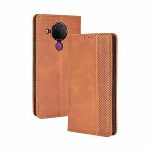 For Nokia 5.4 Magnetic Buckle Retro Crazy Horse Texture Horizontal Flip Leather Case with Holder & Card Slots & Photo Frame(Brown)