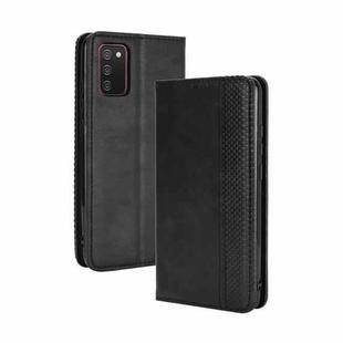 For Samsung Galaxy A02s (Eurasian Version) Magnetic Buckle Retro Crazy Horse Texture Horizontal Flip Leather Case with Holder & Card Slots & Photo Frame(Black)