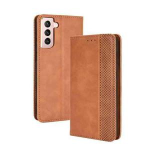 For Samsung Galaxy S21+ 5G Magnetic Buckle Retro Crazy Horse Texture Horizontal Flip Leather Case with Holder & Card Slots & Photo Frame(Brown)