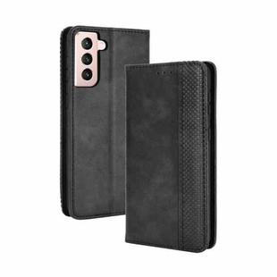 For Samsung Galaxy S21 5G Magnetic Buckle Retro Crazy Horse Texture Horizontal Flip Leather Case with Holder & Card Slots & Photo Frame(Black)