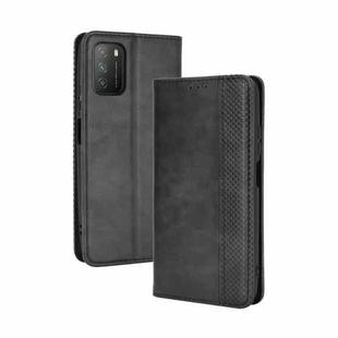 For Xiaomi Poco M3 Magnetic Buckle Retro Crazy Horse Texture Horizontal Flip Leather Case with Holder & Card Slots & Photo Frame(Black)