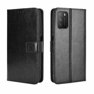 For Xiaomi Poco M3 Retro Crazy Horse Texture Horizontal Flip Leather Case with Holder & Card Slots & Photo Frame(Black)