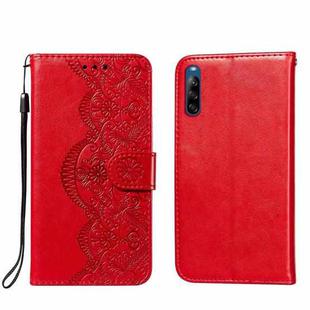 For Sony Xperia L4 Flower Vine Embossing Pattern Horizontal Flip Leather Case with Card Slot & Holder & Wallet & Lanyard(Red)