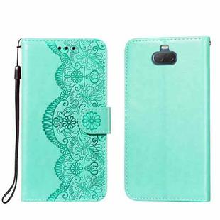 For Sony Xperia 20 Flower Vine Embossing Pattern Horizontal Flip Leather Case with Card Slot & Holder & Wallet & Lanyard(Green)