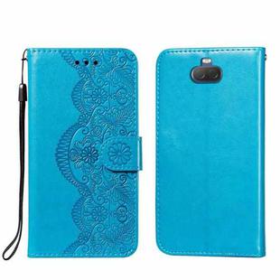 For Sony Xperia 20 Flower Vine Embossing Pattern Horizontal Flip Leather Case with Card Slot & Holder & Wallet & Lanyard(Blue)