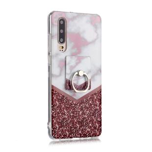 For Huawei P30 Coloured Drawing Pattern IMD Workmanship Soft TPU Protective Case With Holder(Color Matching)