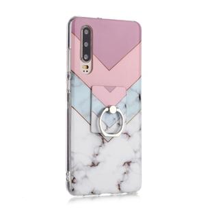 For Huawei P30 Coloured Drawing Pattern IMD Workmanship Soft TPU Protective Case With Holder(Tricolor)
