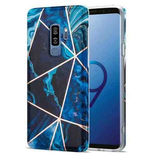 For Samsung Galaxy S9+ Electroplating Stitching Marbled IMD Stripe Straight Edge Rubik Cube Phone Protective Case(Blue)
