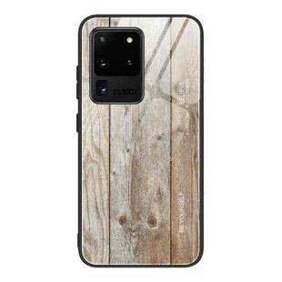 For Samsung Galaxy S20 Plus Wood Grain Glass Protective Case(M04)