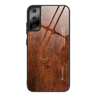 For Samsung Galaxy S21 5G Wood Grain Glass Protective Case(M02)
