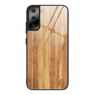 For Samsung Galaxy S21 Plus Wood Grain Glass Protective Case(M03)