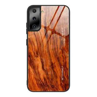 For Samsung Galaxy S21 Plus Wood Grain Glass Protective Case(M06)