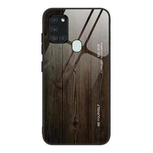 For Samsung Galaxy A21s Wood Grain Glass Protective Case(M01)