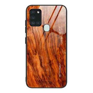 For Samsung Galaxy A21s Wood Grain Glass Protective Case(M06)