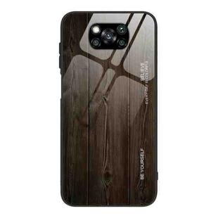 For Xiaomi Poco X3 NFC Wood Grain Glass Protective Case(M01)