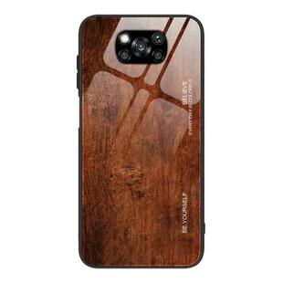 For Xiaomi Poco X3 NFC Wood Grain Glass Protective Case(M02)