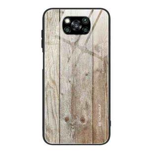 For Xiaomi Poco X3 NFC Wood Grain Glass Protective Case(M04)