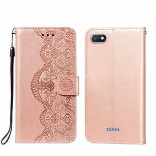 For Xiaomi Redmi 6 Flower Vine Embossing Pattern Horizontal Flip Leather Case with Card Slot & Holder & Wallet & Lanyard(Rose Gold)