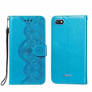 For Xiaomi Redmi 6 Flower Vine Embossing Pattern Horizontal Flip Leather Case with Card Slot & Holder & Wallet & Lanyard(Blue)