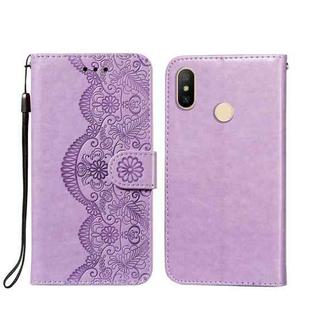 For Xiaomi Redmi 6 Pro / Mi A2 Lite Flower Vine Embossing Pattern Horizontal Flip Leather Case with Card Slot & Holder & Wallet & Lanyard(Purple)