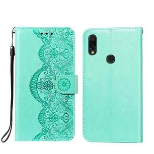 For Xiaomi Redmi 7 Flower Vine Embossing Pattern Horizontal Flip Leather Case with Card Slot & Holder & Wallet & Lanyard(Green)