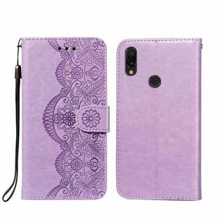 For Xiaomi Redmi 7 Flower Vine Embossing Pattern Horizontal Flip Leather Case with Card Slot & Holder & Wallet & Lanyard(Purple)
