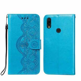For Xiaomi Redmi 7 Flower Vine Embossing Pattern Horizontal Flip Leather Case with Card Slot & Holder & Wallet & Lanyard(Blue)
