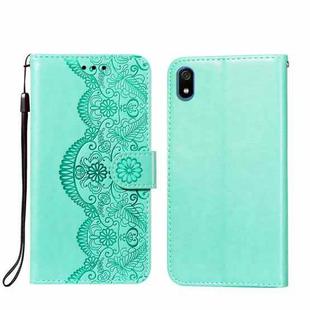 For Xiaomi Redmi 7A Flower Vine Embossing Pattern Horizontal Flip Leather Case with Card Slot & Holder & Wallet & Lanyard(Green)
