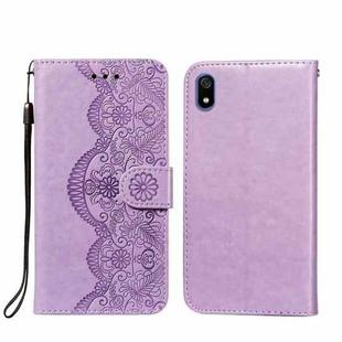 For Xiaomi Redmi 7A Flower Vine Embossing Pattern Horizontal Flip Leather Case with Card Slot & Holder & Wallet & Lanyard(Purple)
