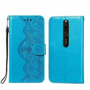 For Xiaomi Redmi 8 Flower Vine Embossing Pattern Horizontal Flip Leather Case with Card Slot & Holder & Wallet & Lanyard(Blue)