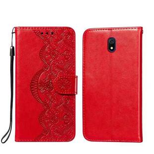 For Xiaomi Redmi 8A Flower Vine Embossing Pattern Horizontal Flip Leather Case with Card Slot & Holder & Wallet & Lanyard(Red)