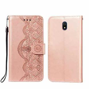 For Xiaomi Redmi 8A Flower Vine Embossing Pattern Horizontal Flip Leather Case with Card Slot & Holder & Wallet & Lanyard(Rose Gold)