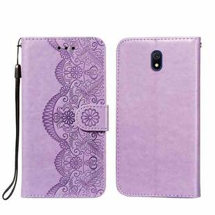 For Xiaomi Redmi 8A Flower Vine Embossing Pattern Horizontal Flip Leather Case with Card Slot & Holder & Wallet & Lanyard(Purple)