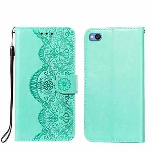 For Xiaomi Redmi Go Flower Vine Embossing Pattern Horizontal Flip Leather Case with Card Slot & Holder & Wallet & Lanyard(Green)