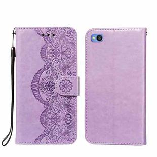 For Xiaomi Redmi Go Flower Vine Embossing Pattern Horizontal Flip Leather Case with Card Slot & Holder & Wallet & Lanyard(Purple)