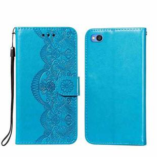 For Xiaomi Redmi Go Flower Vine Embossing Pattern Horizontal Flip Leather Case with Card Slot & Holder & Wallet & Lanyard(Blue)