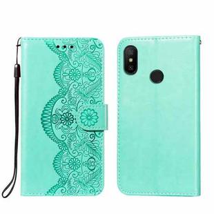 For Xiaomi Redmi Note 6 / Note 6 Pro Flower Vine Embossing Pattern Horizontal Flip Leather Case with Card Slot & Holder & Wallet & Lanyard(Green)