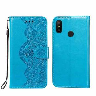 For Xiaomi Redmi Note 6 / Note 6 Pro Flower Vine Embossing Pattern Horizontal Flip Leather Case with Card Slot & Holder & Wallet & Lanyard(Blue)