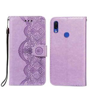 For Xiaomi Redmi Note 7 Flower Vine Embossing Pattern Horizontal Flip Leather Case with Card Slot & Holder & Wallet & Lanyard(Purple)