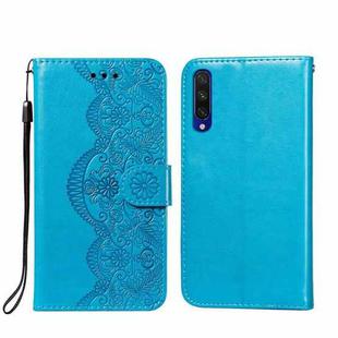 For Xiaomi Mi CC9e / Mi A3 Flower Vine Embossing Pattern Horizontal Flip Leather Case with Card Slot & Holder & Wallet & Lanyard(Blue)