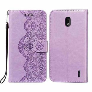 For Nokia 2.2 Flower Vine Embossing Pattern Horizontal Flip Leather Case with Card Slot & Holder & Wallet & Lanyard(Purple)